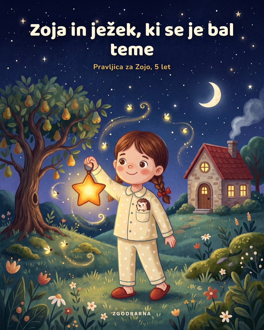 Naslovnica pravljice Zoja in ježek, ki se je bal teme